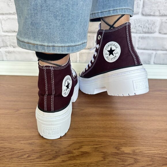 ❤️Converse Chuck Taylor Lugged Heel Platform Hi 7.5 Women Shoes Burgundy A09401C - Picture 5 of 12